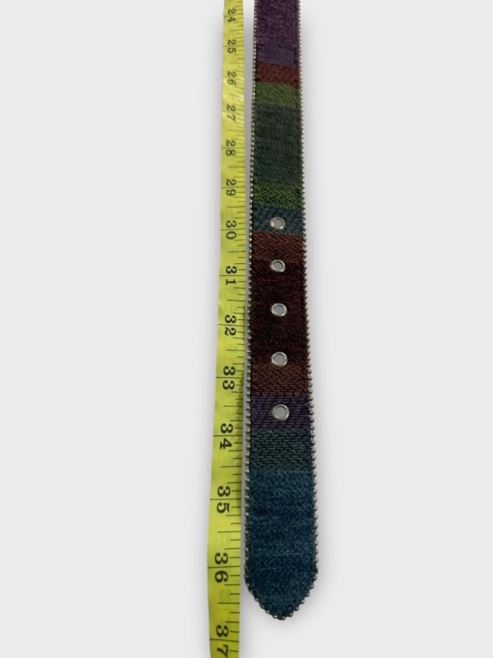 Vintage Elite Fresno CA Woven Tapestry Belt M Southwestern Boho Silver Buckle - Picture 6 of 6
